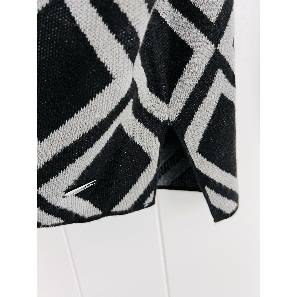 Calvin Klein Super Soft Cozy Black & White Geometric Cowl Neck Sweater Sz Large - Picture 5 of 7